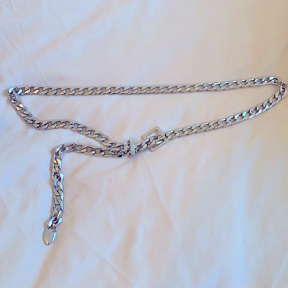 Silver chain belt